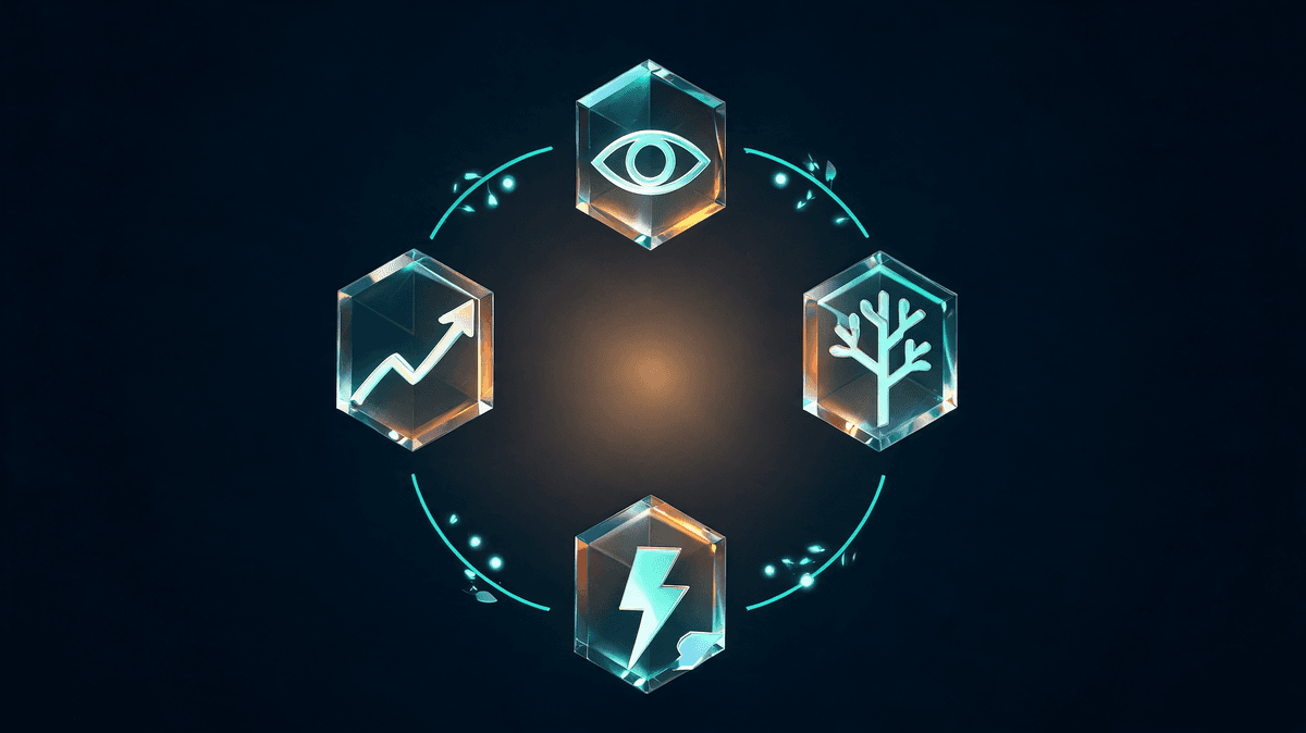 The Perceive-Plan-Act-Learn loop — four AI agent stations connected in a cycle
