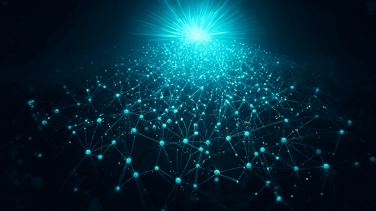 Rise of AI-driven consulting — neural network ascending visualization