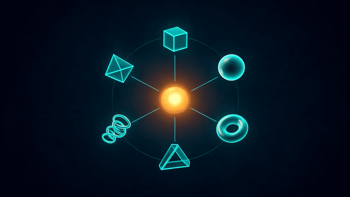 Best AI tools 2026 — geometric tool shapes in orbital formation