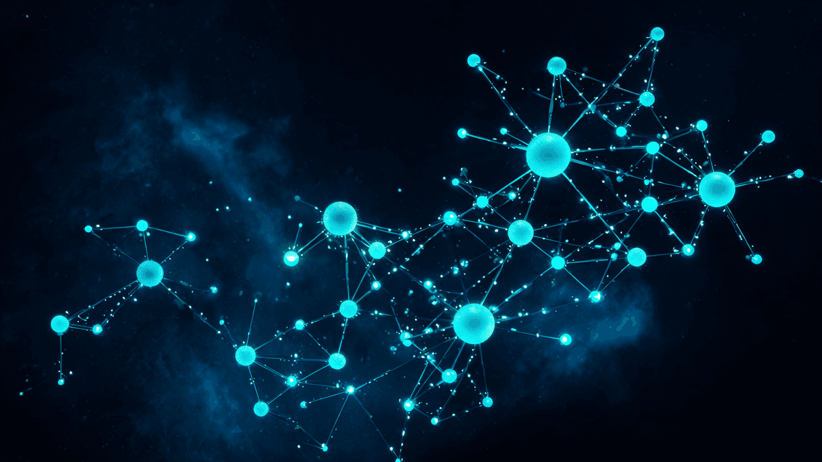 Multi-agent AI systems — teal node network constellation